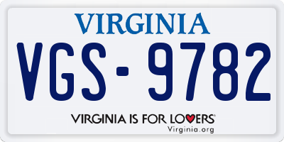VA license plate VGS9782