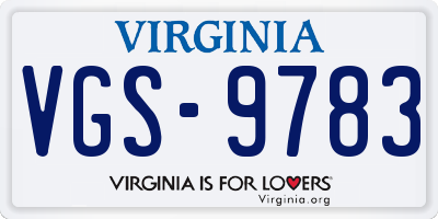 VA license plate VGS9783