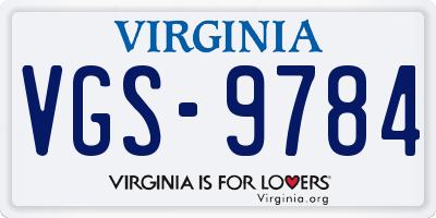 VA license plate VGS9784