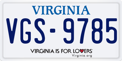VA license plate VGS9785