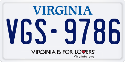 VA license plate VGS9786