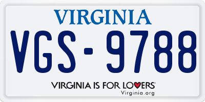 VA license plate VGS9788