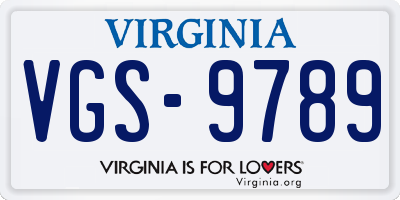 VA license plate VGS9789