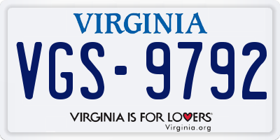 VA license plate VGS9792