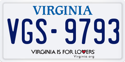 VA license plate VGS9793