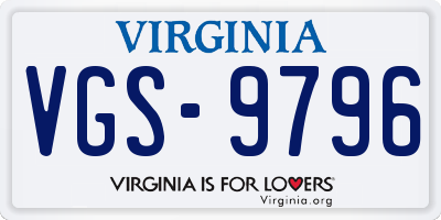 VA license plate VGS9796