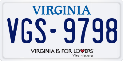 VA license plate VGS9798