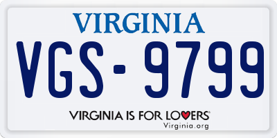 VA license plate VGS9799