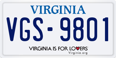 VA license plate VGS9801