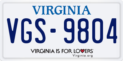 VA license plate VGS9804