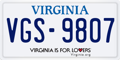 VA license plate VGS9807