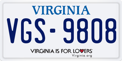 VA license plate VGS9808