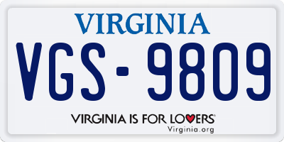 VA license plate VGS9809