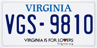 VA license plate VGS9810
