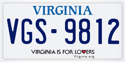 VA license plate VGS9812