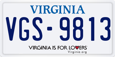 VA license plate VGS9813