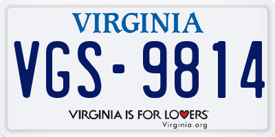 VA license plate VGS9814