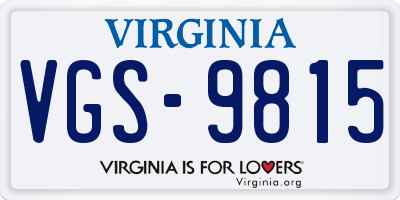VA license plate VGS9815