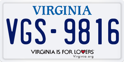 VA license plate VGS9816