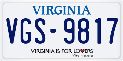 VA license plate VGS9817