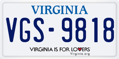 VA license plate VGS9818