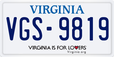 VA license plate VGS9819