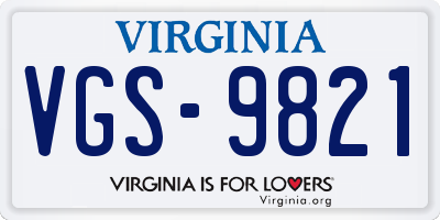 VA license plate VGS9821