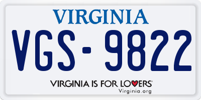 VA license plate VGS9822