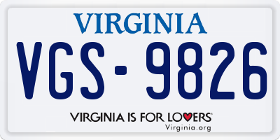 VA license plate VGS9826