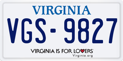 VA license plate VGS9827