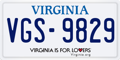 VA license plate VGS9829