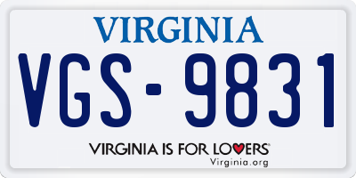 VA license plate VGS9831