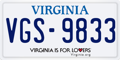 VA license plate VGS9833