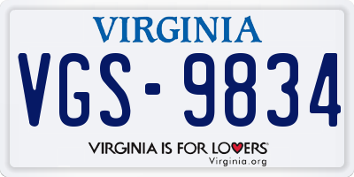 VA license plate VGS9834