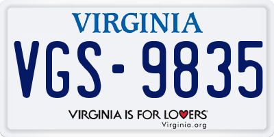 VA license plate VGS9835