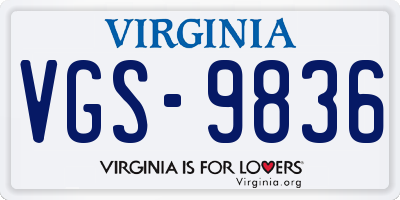 VA license plate VGS9836