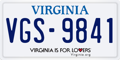 VA license plate VGS9841