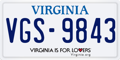 VA license plate VGS9843