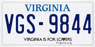 VA license plate VGS9844