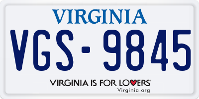 VA license plate VGS9845