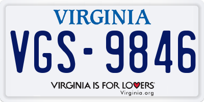 VA license plate VGS9846