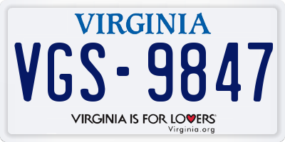 VA license plate VGS9847
