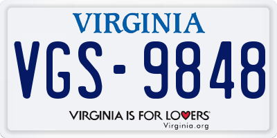 VA license plate VGS9848