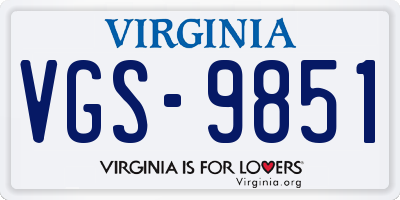 VA license plate VGS9851