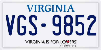 VA license plate VGS9852