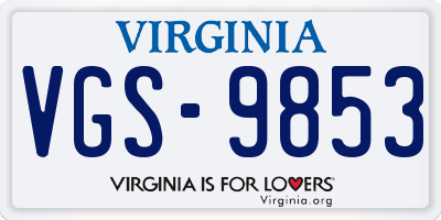 VA license plate VGS9853