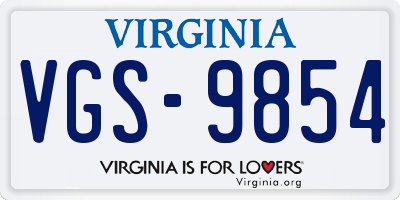 VA license plate VGS9854