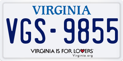 VA license plate VGS9855