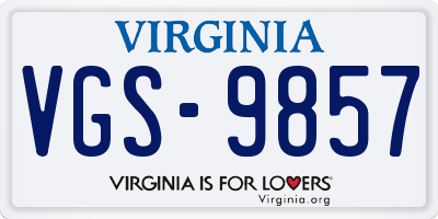 VA license plate VGS9857