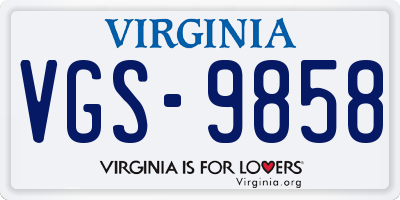 VA license plate VGS9858
